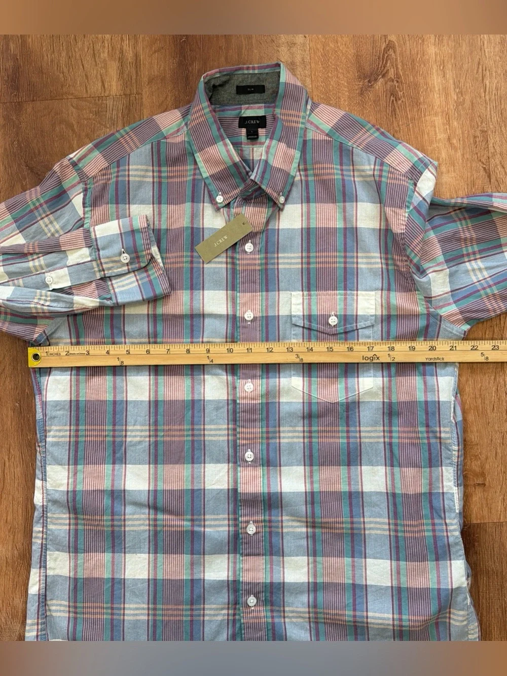 J. Crew Button Down Shirt Mens Large Slim Fit Plaid Long Sleeve Casual Preppy